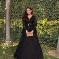 Reception Wear Designer Blazer Style Heavy Work Black Color Top With Lehenga | Indo Western Dress For Women