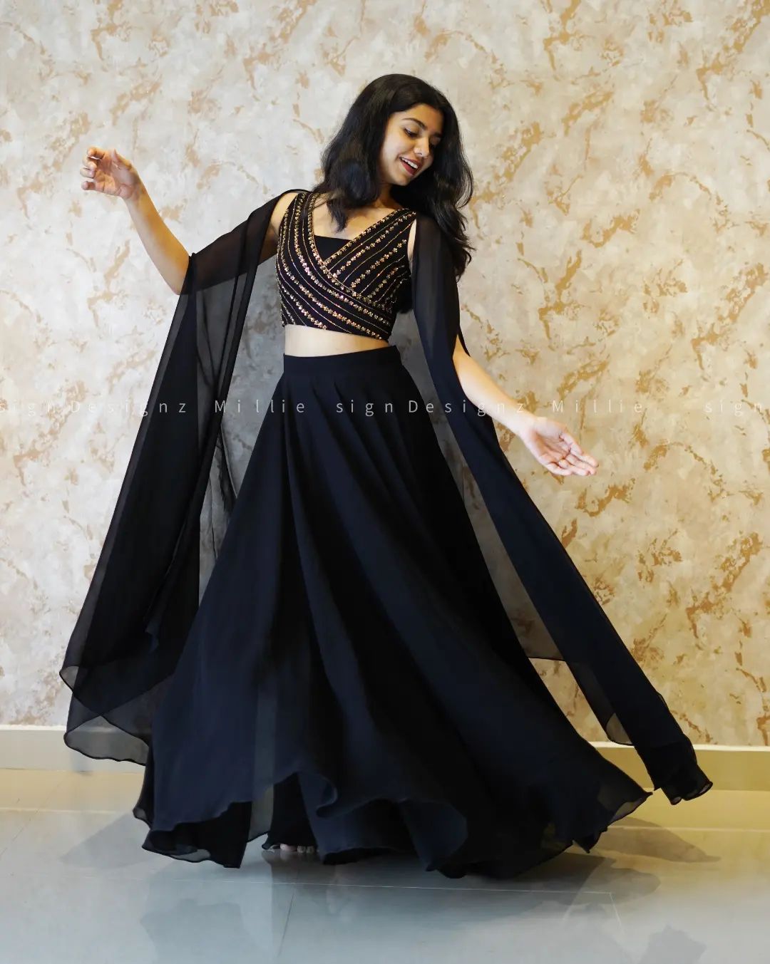 Black Color Premium Georgette With Beautiful Wiring Work Lehenga Choli