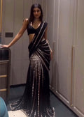 Sangeet Wear Black Moonlit Mirror Ready To Wear Lehenga Saree | Ready To Wear Saree For Wedding