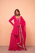 Wedding Wear Rani Pink Designer Sharara Suit Set with Dupatta for Women