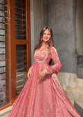 Glamorous Pink Ethnic Embroidered Anarkali Suit for Women