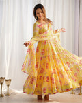 Yellow Color Georgette Three Layer Ruffle Style Anarkali Suit ceremonial clothing