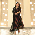Black Color Georgette Printed Anarkali Suit For Women