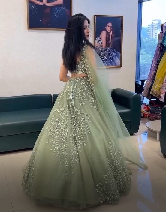 Soft Net Pista Green Color Lehenga Choli Set | Lehenga For Women | Wedding Outfits For Women