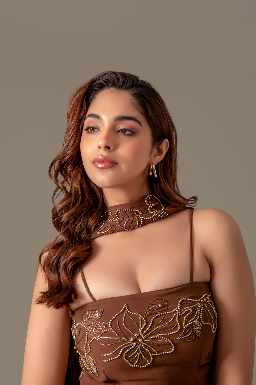 Brown Party Wear Palazzo Sharara Suit Set with Dupatta for Women | Perfect for Wedding & Sangeet Outfit