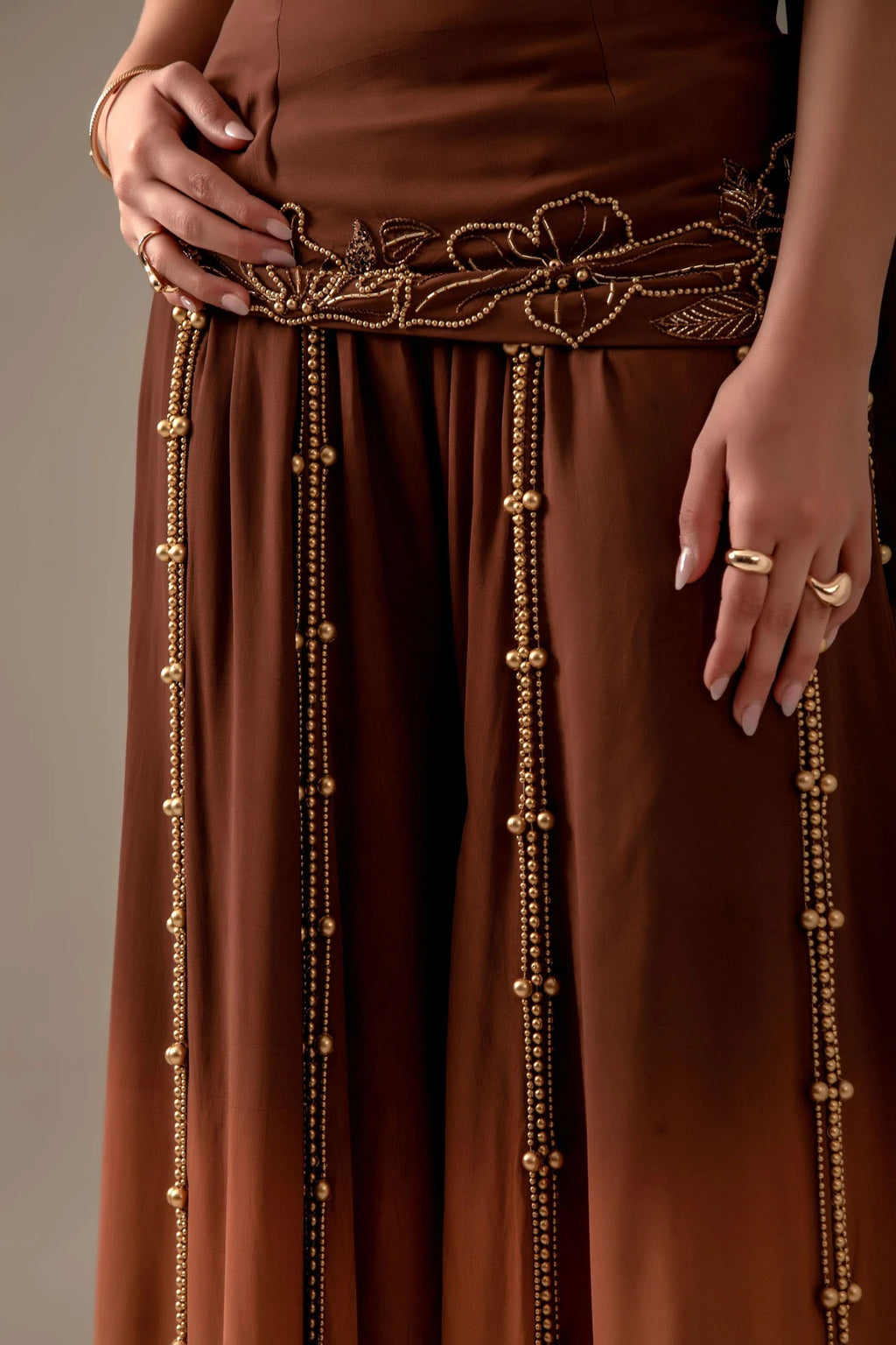 Brown Party Wear Palazzo Sharara Suit Set with Dupatta for Women | Perfect for Wedding & Sangeet Outfit