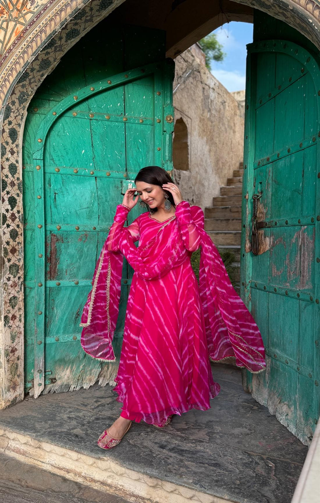 Maharani Leheriya Pure Georgette printed Anarkali suit For Women