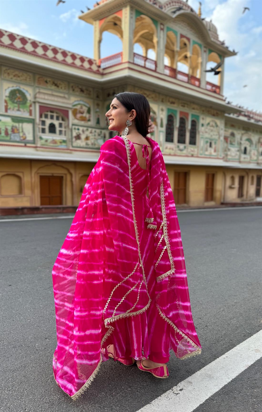 Maharani Leheriya Pure Georgette printed Anarkali suit For Women