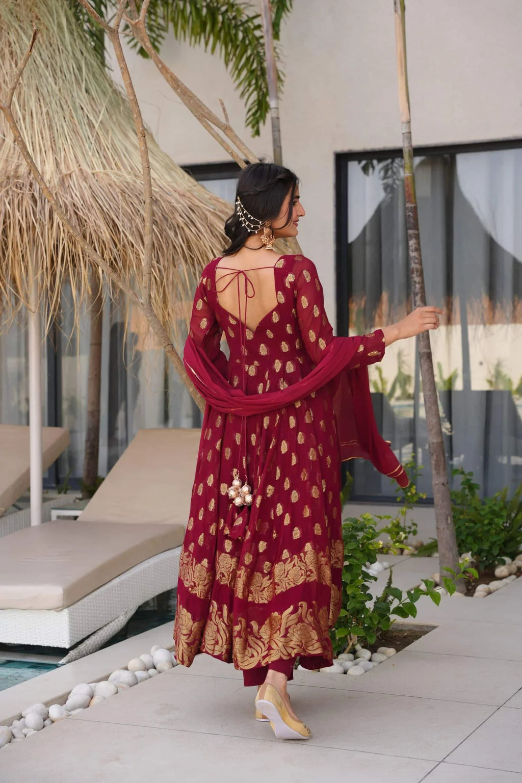 Festive Maroon Anarkali Suit For Women