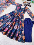 Georgette With Digital Floral Print Plus Size Gown For Women