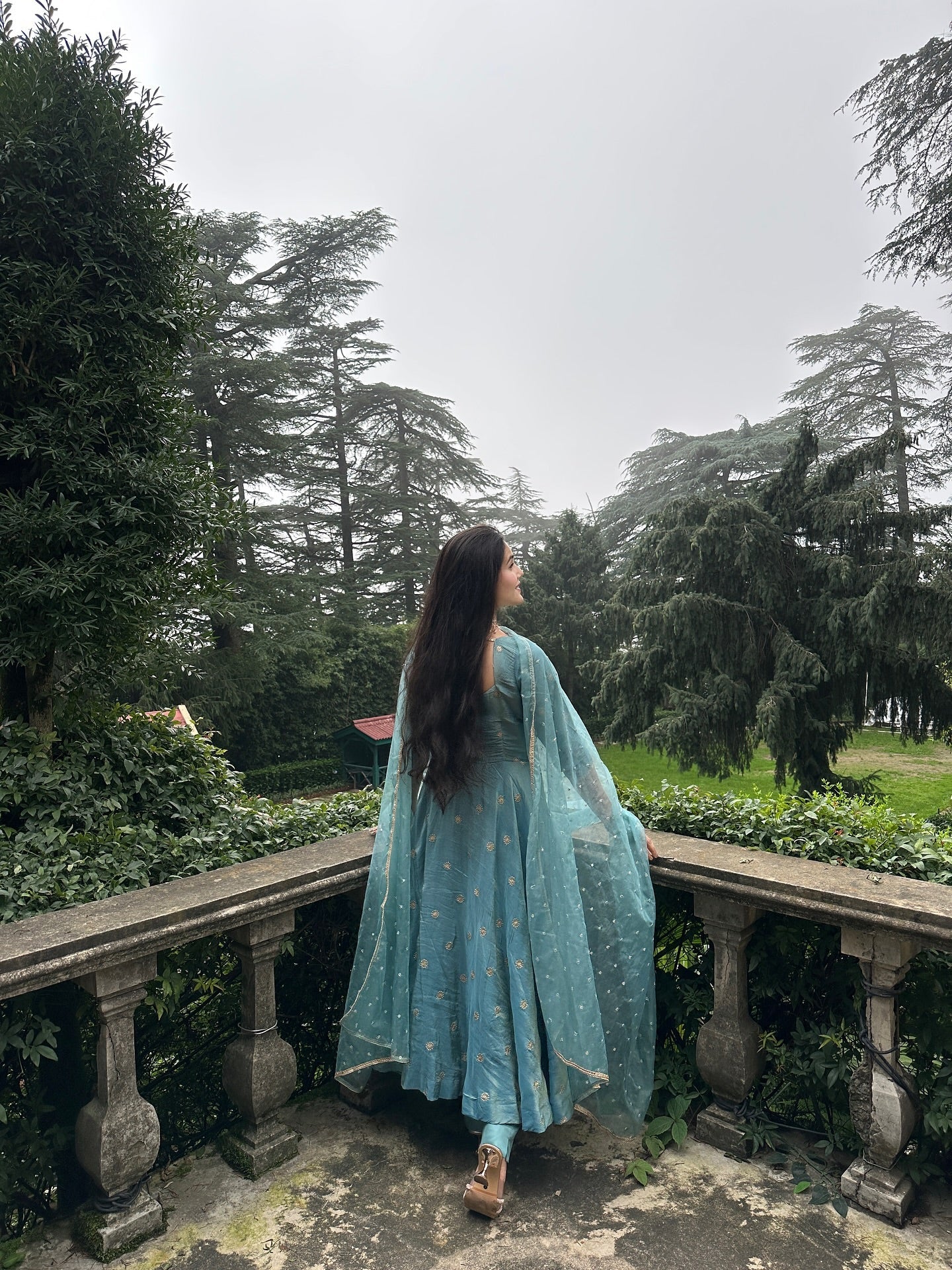 Parthi Sky Blue Anarkali Suit with Net Dupatta | Anarkali Suit For Women