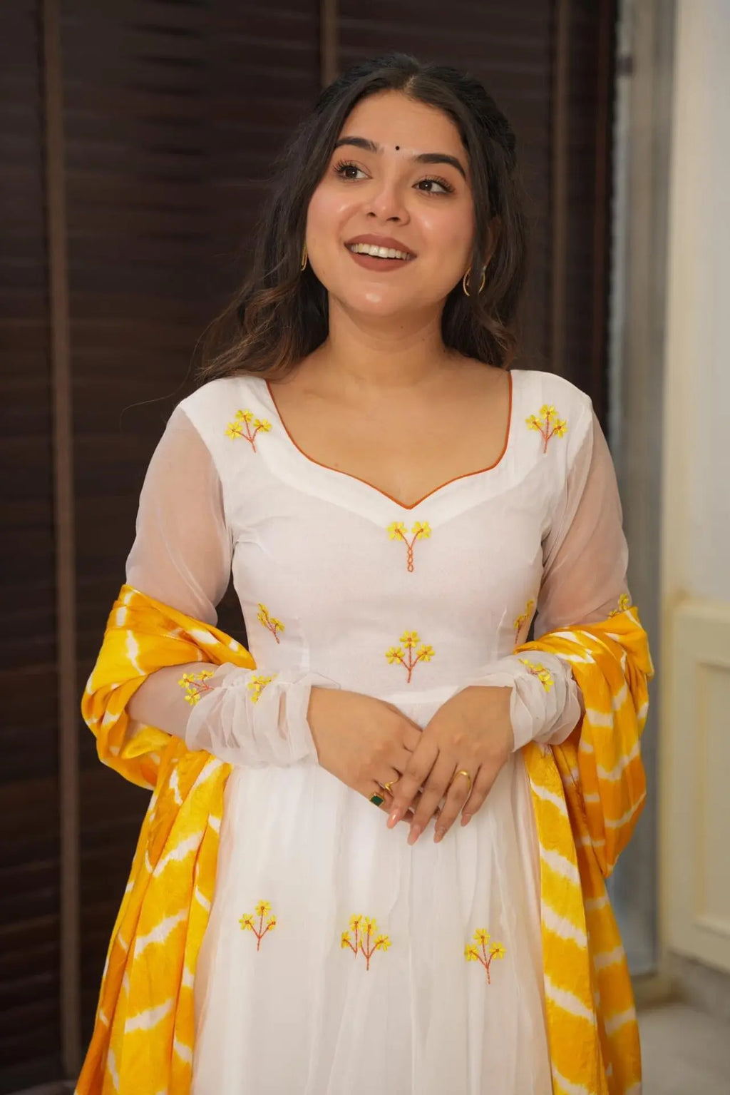 Kasturi white organza Anarkali suit For Women