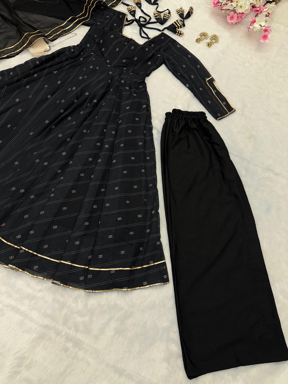 Exclusive Black Color Georgette Sequence Work Anarkali Suit For Women