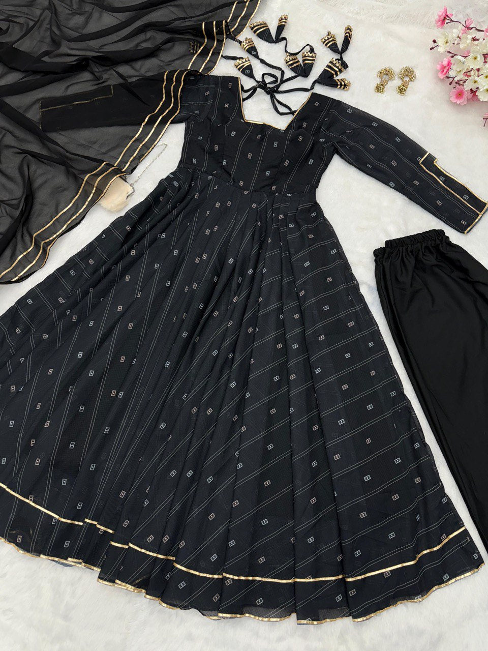 Exclusive Black Color Georgette Sequence Work Anarkali Suit For Women