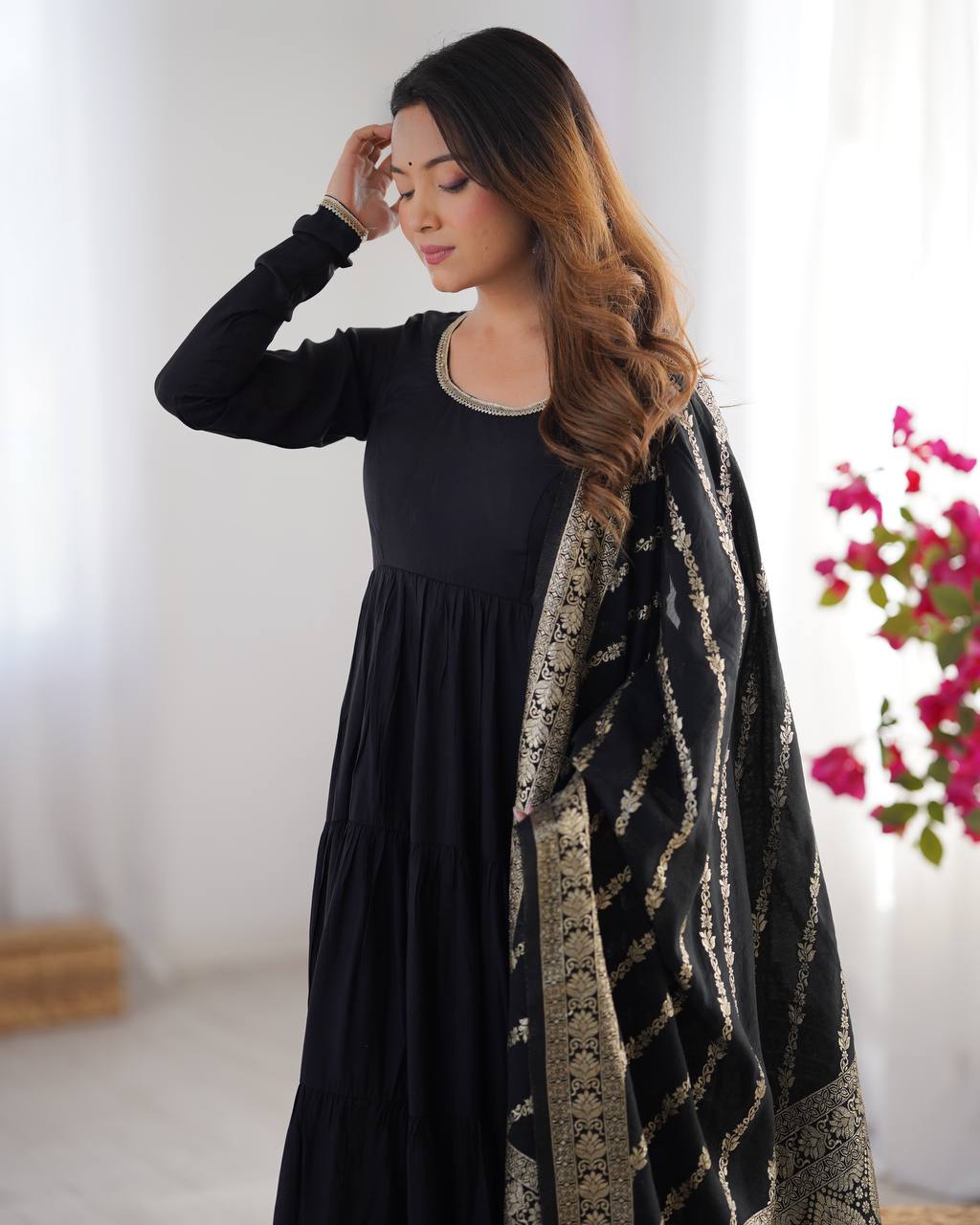 Festive Wear Black Color Anarkali Gown For Women