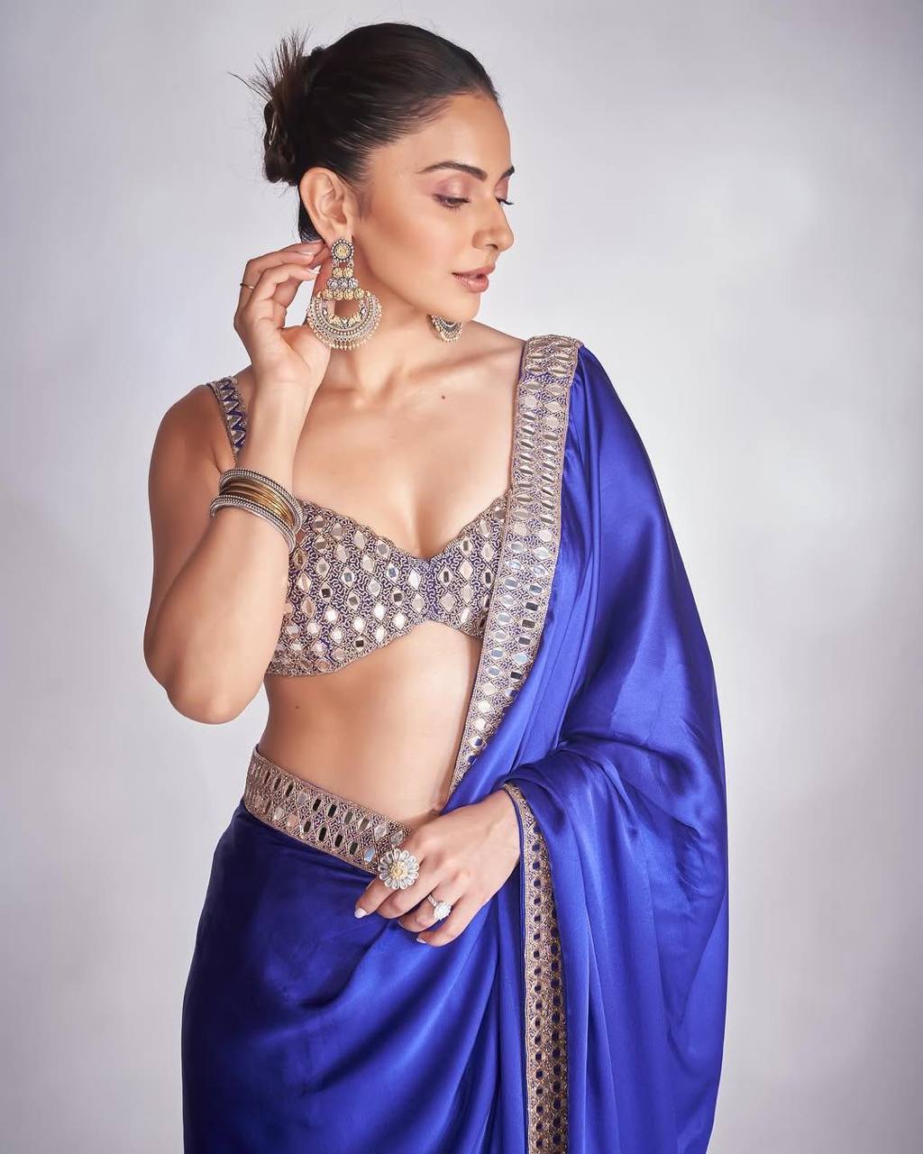 Pure Satin Silk Saree with Mirror & Embroidery Work | Party Wear Saree For Women