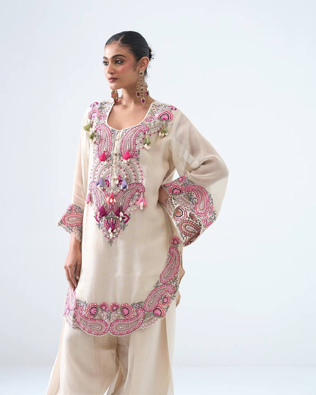 Georgette Farshi Suit Set Embroidered Party Wear