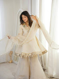 Elegant Organza Silk Mirror Work Sharara Suit Set with Dupatta