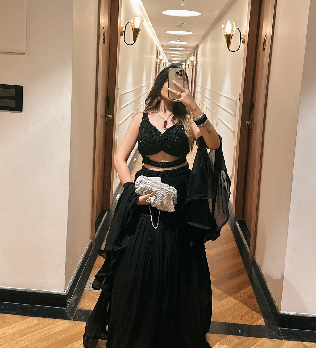 Cocktail Wear Black Party Wear Lehenga | Black Lehenga For Women | Wedding Guest Dresses For Women