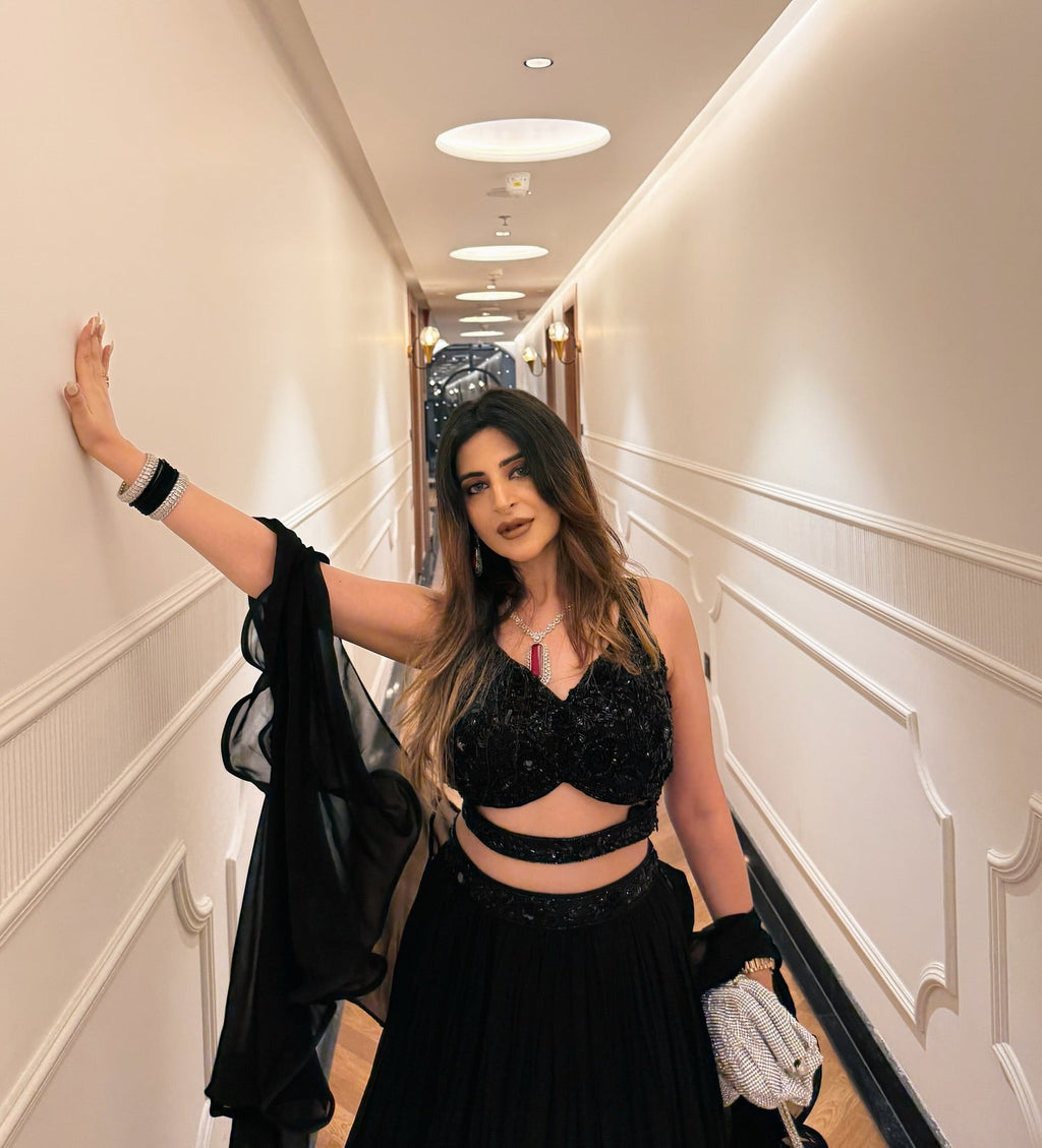 Cocktail Wear Black Party Wear Lehenga | Black Lehenga For Women | Wedding Guest Dresses For Women