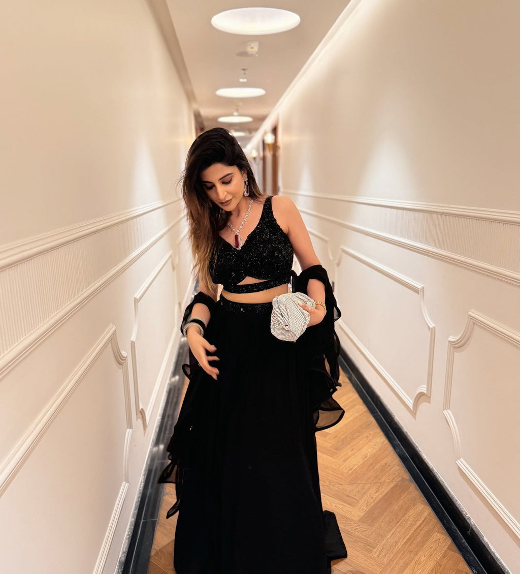 Cocktail Wear Black Party Wear Lehenga | Black Lehenga For Women | Wedding Guest Dresses For Women