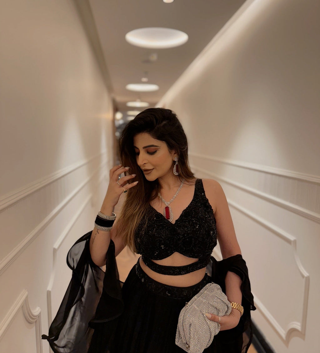 Cocktail Wear Black Party Wear Lehenga | Black Lehenga For Women | Wedding Guest Dresses For Women
