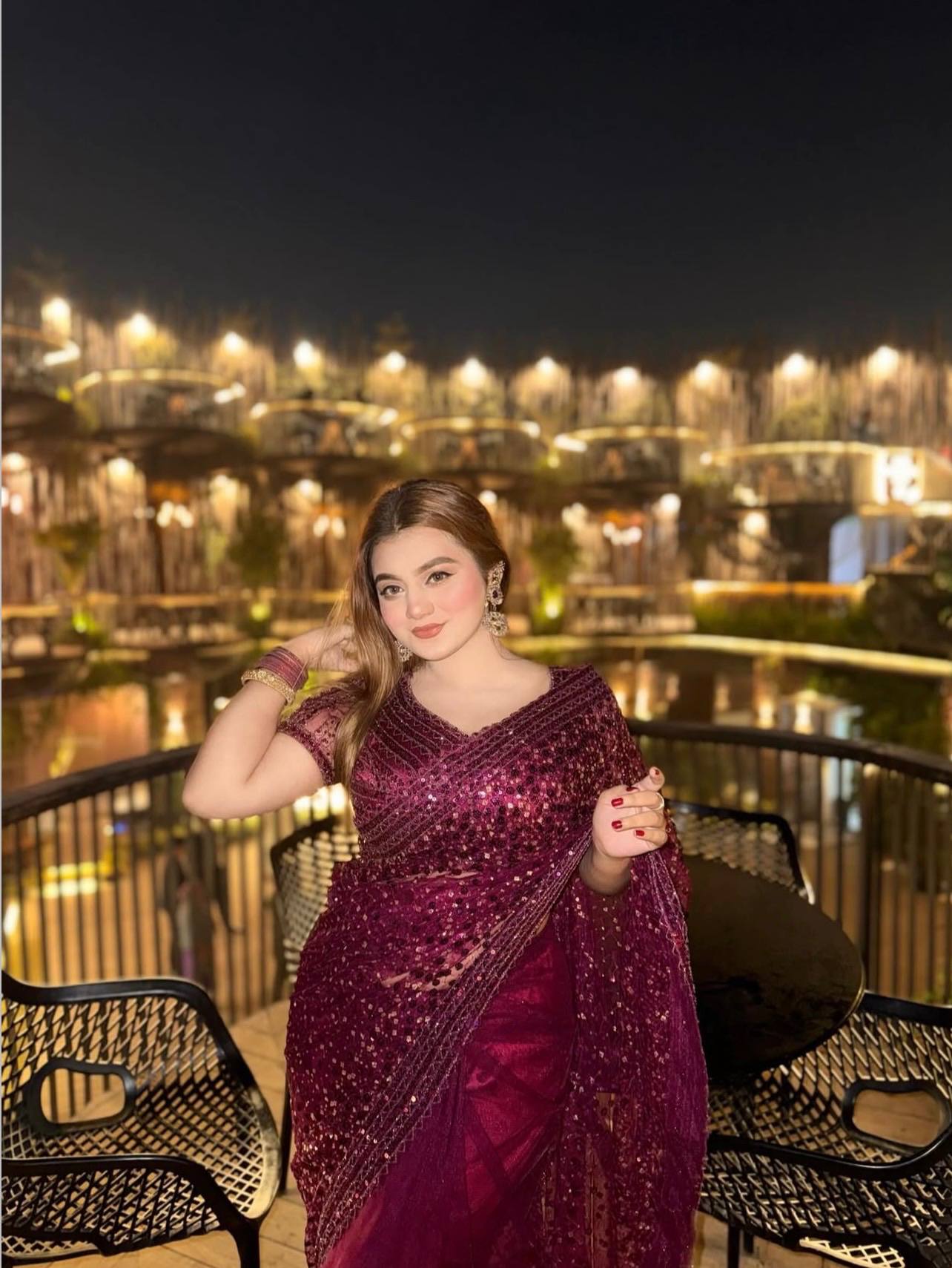 Wine Sequins Embroidered Net Saree for Women | Party & Wedding Wear